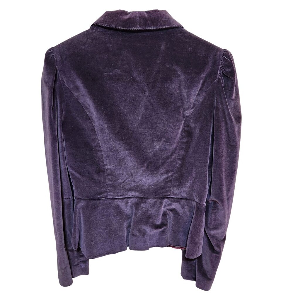 Vintage 80s Women's Size 4 Velvet Cropped Blazer Eggplant Purple USA Union Made - Picture 6 of 8